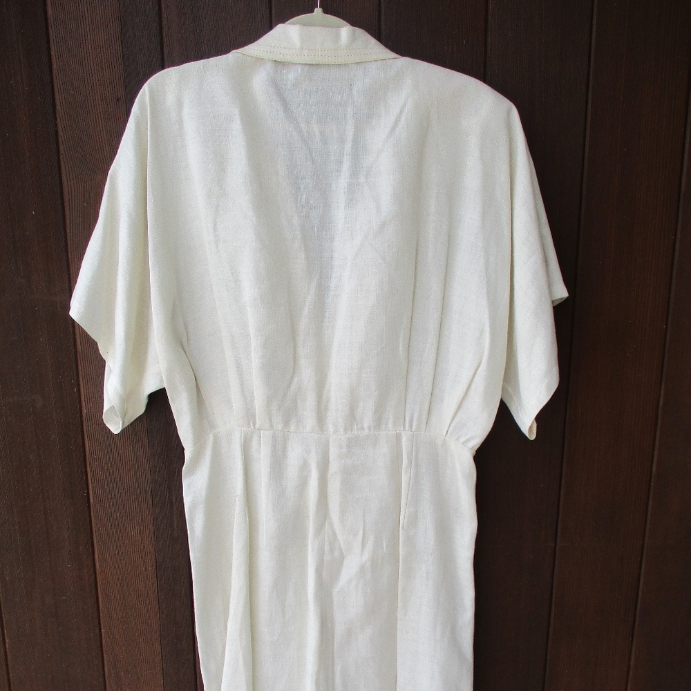 SOLD Vtg 80s Linen Dress 16 Fernando Pena - Picture 4 of 5